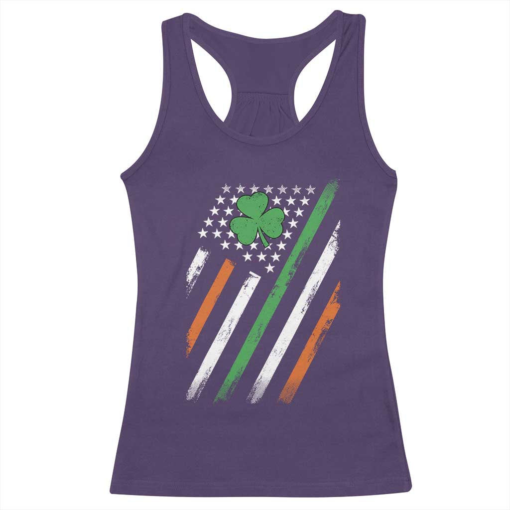 Funny Irish American Flag Shamrock Racerback Tank Top TS11 Purple Print Your Wear