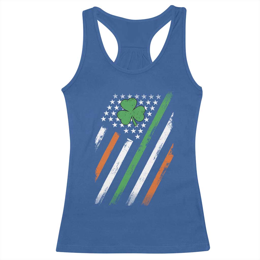 Funny Irish American Flag Shamrock Racerback Tank Top TS11 Royal Blue Print Your Wear