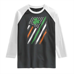 Funny Irish American Flag Shamrock Raglan Shirt TS11 Black White Print Your Wear