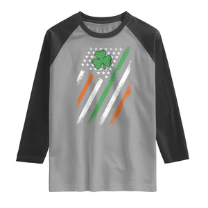 Funny Irish American Flag Shamrock Raglan Shirt TS11 Sport Gray Black Print Your Wear