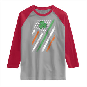 Funny Irish American Flag Shamrock Raglan Shirt TS11 Sport Gray Red Print Your Wear