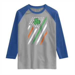 Funny Irish American Flag Shamrock Raglan Shirt TS11 Sport Gray Royal Print Your Wear