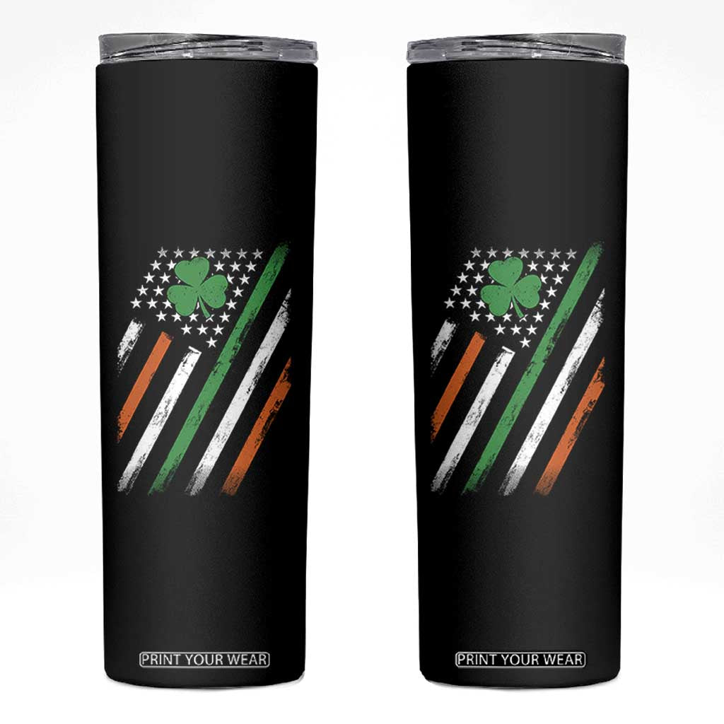 Funny Irish American Flag Shamrock Skinny Tumbler TS11 Black Print Your Wear