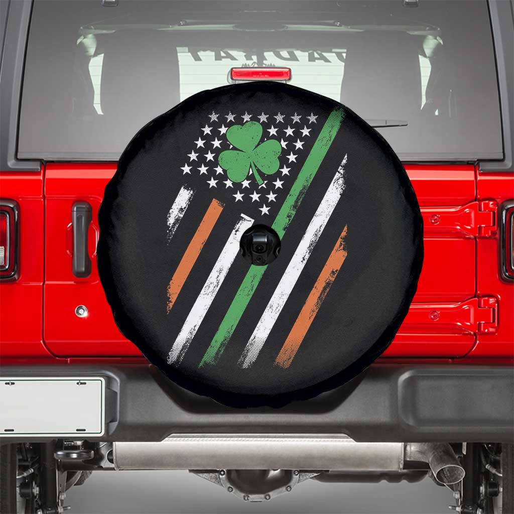 Funny Irish American Flag Shamrock Spare Tire Cover TS11 Black Print Your Wear