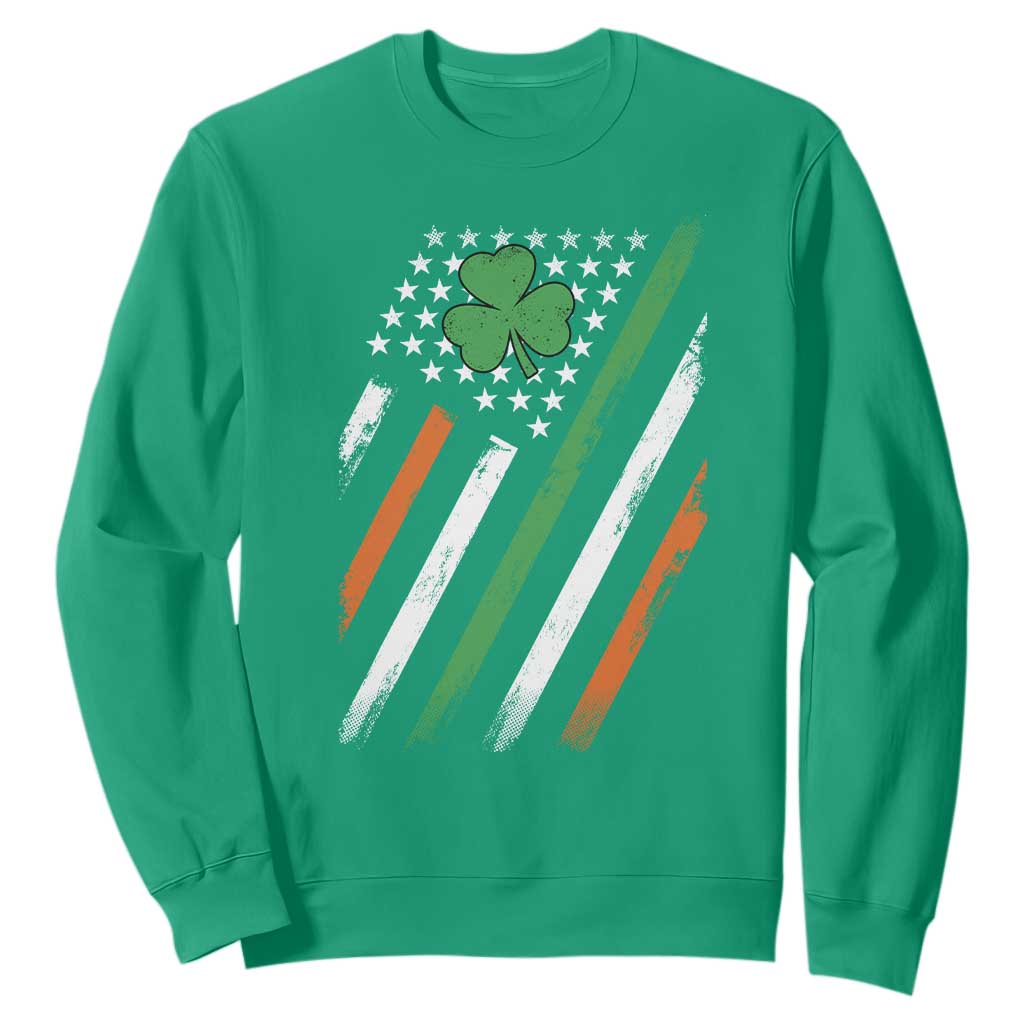 Funny Irish American Flag Shamrock Sweatshirt TS11 Irish Green Print Your Wear