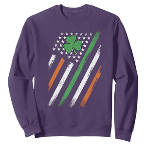Funny Irish American Flag Shamrock Sweatshirt TS11 Purple Print Your Wear