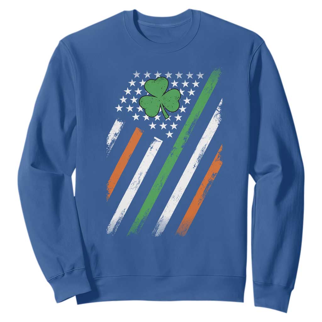Funny Irish American Flag Shamrock Sweatshirt TS11 Royal Blue Print Your Wear