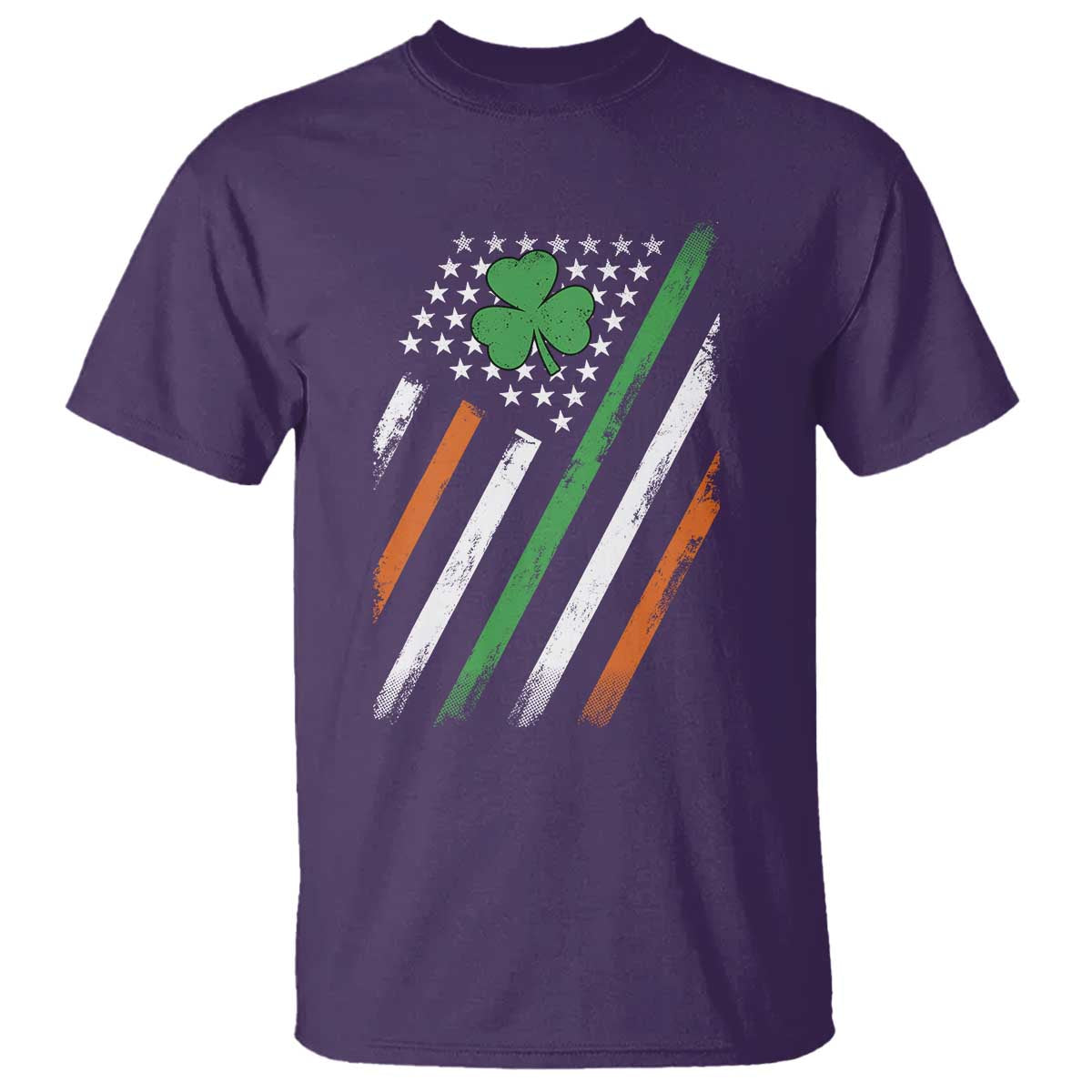 Funny Irish American Flag Shamrock T Shirt TS11 Purple Print Your Wear