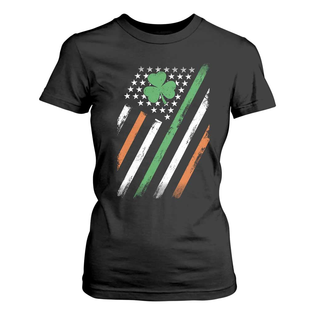 Funny Irish American Flag Shamrock T Shirt For Women TS11 Black Print Your Wear