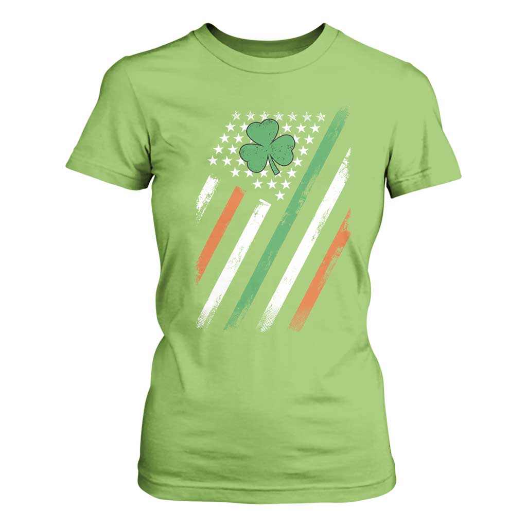 Funny Irish American Flag Shamrock T Shirt For Women TS11 Lime Print Your Wear