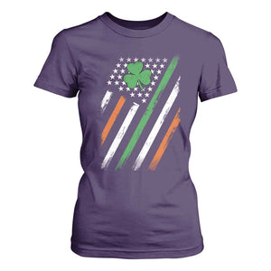 Funny Irish American Flag Shamrock T Shirt For Women TS11 Purple Print Your Wear