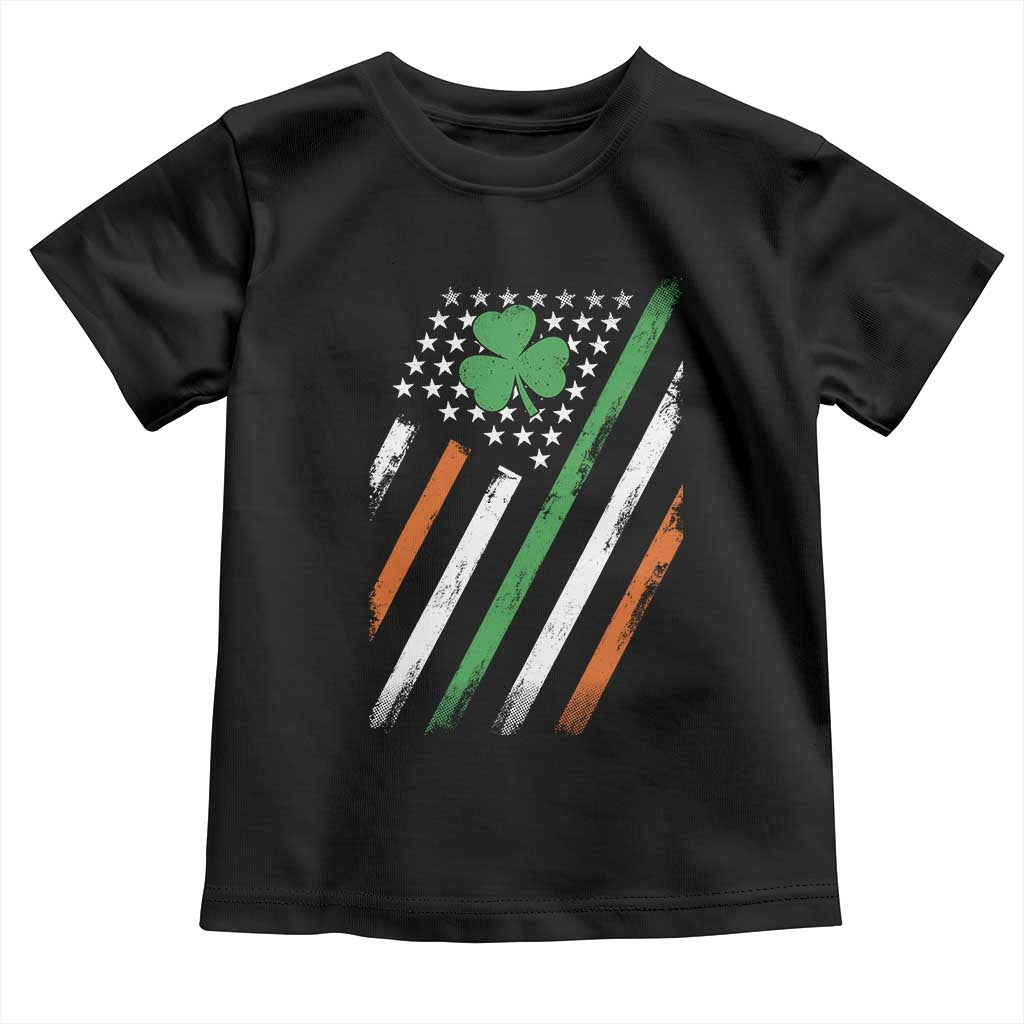 Funny Irish American Flag Shamrock Toddler T Shirt TS11 Black Print Your Wear