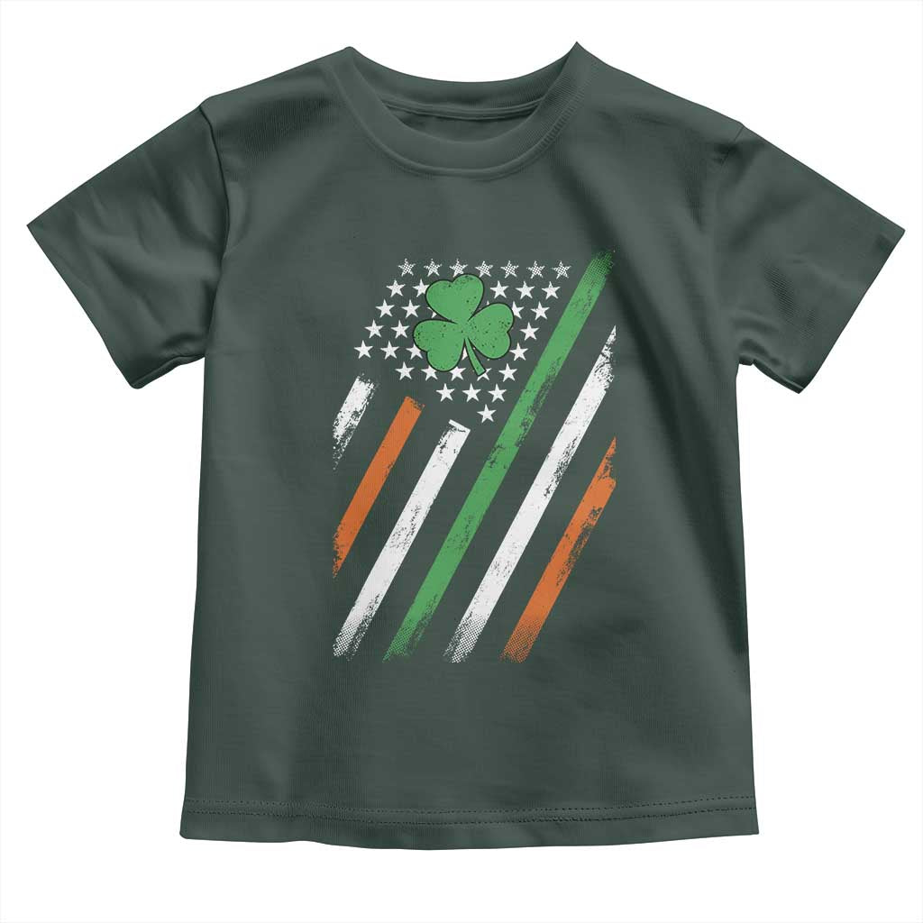 Funny Irish American Flag Shamrock Toddler T Shirt TS11 Dark Forest Green Print Your Wear