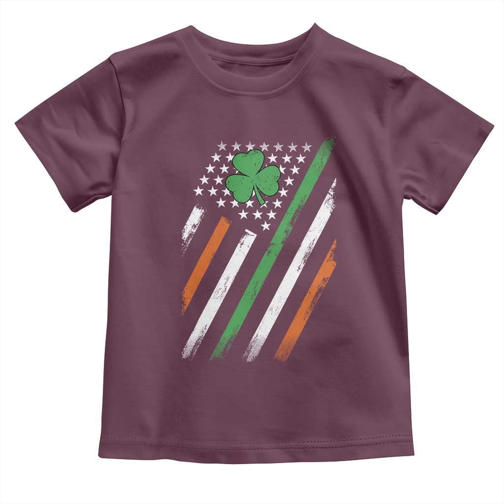 Funny Irish American Flag Shamrock Toddler T Shirt TS11 Maroon Print Your Wear