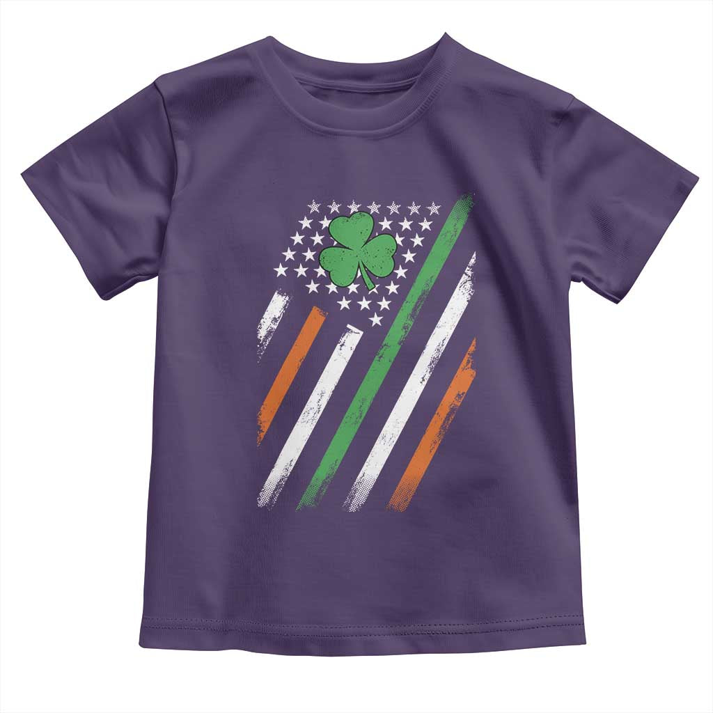Funny Irish American Flag Shamrock Toddler T Shirt TS11 Purple Print Your Wear