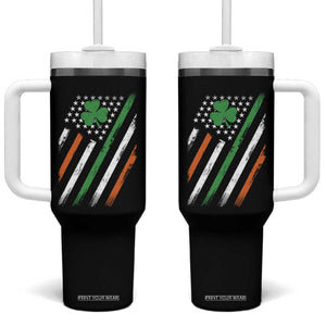 Funny Irish American Flag Shamrock Tumbler With Handle TS11 One Size: 40 oz Black Print Your Wear