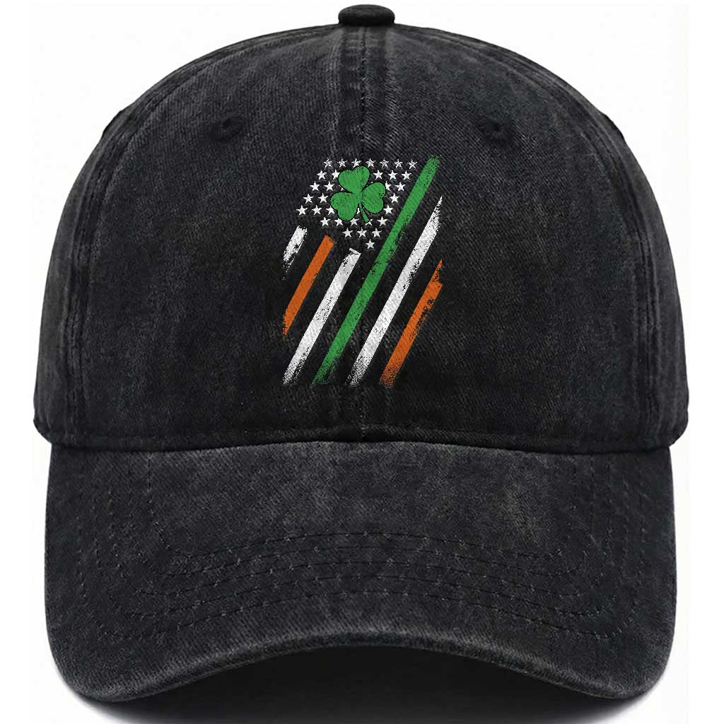Funny Irish American Flag Shamrock Washed Cotton Baseball Cap TS11 Print Your Wear