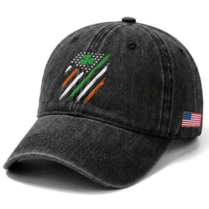 Funny Irish American Flag Shamrock Washed Cotton Baseball Cap TS11 Print Your Wear