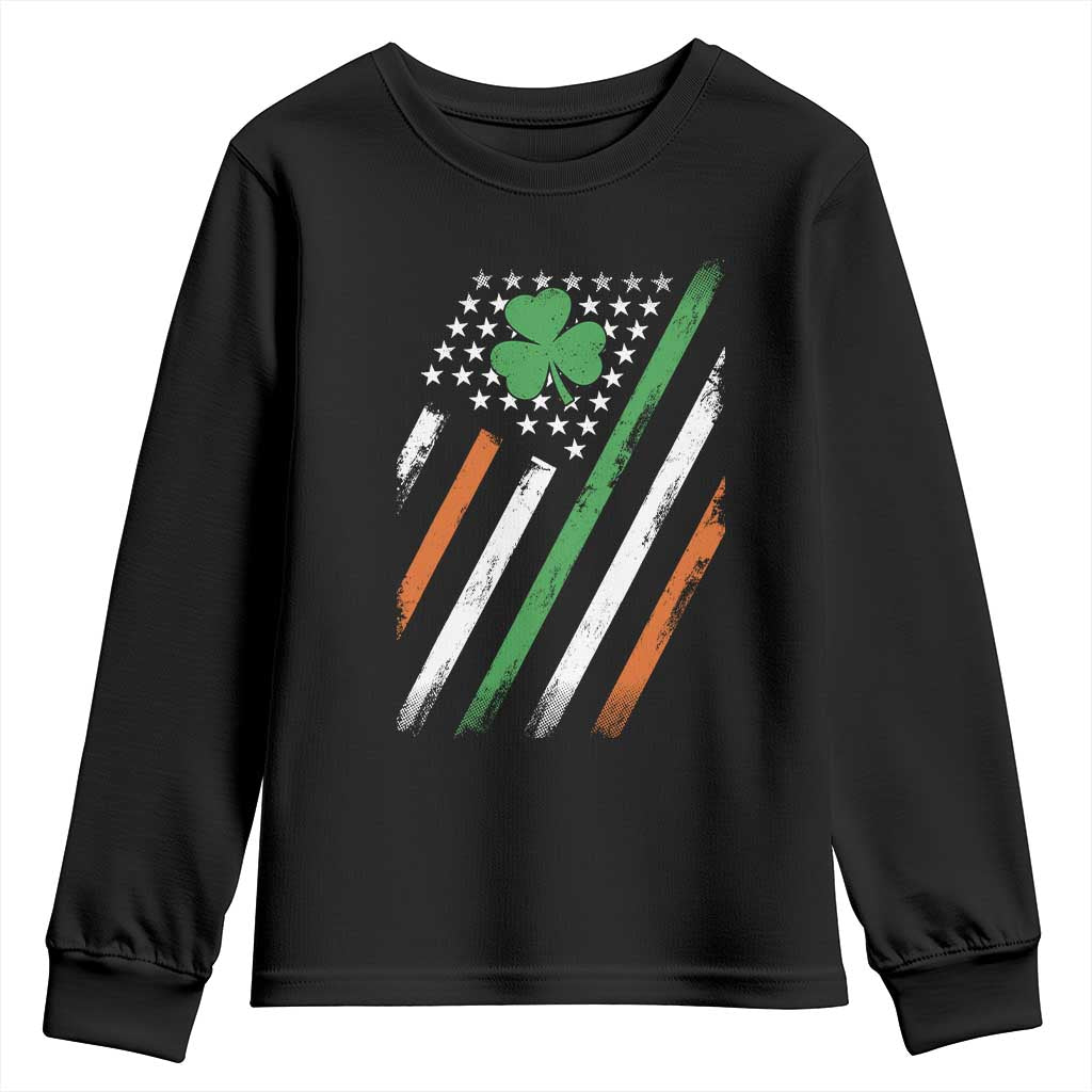 Funny Irish American Flag Shamrock Youth Sweatshirt TS11 Black Print Your Wear