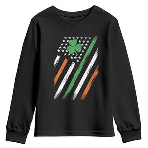 Funny Irish American Flag Shamrock Youth Sweatshirt TS11 Black Print Your Wear