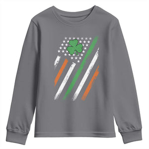 Funny Irish American Flag Shamrock Youth Sweatshirt TS11 Charcoal Print Your Wear