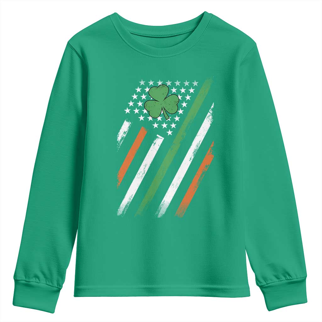 Funny Irish American Flag Shamrock Youth Sweatshirt TS11 Irish Green Print Your Wear
