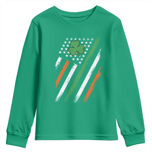 Funny Irish American Flag Shamrock Youth Sweatshirt TS11 Irish Green Print Your Wear