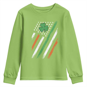 Funny Irish American Flag Shamrock Youth Sweatshirt TS11 Lime Print Your Wear