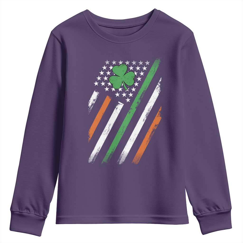 Funny Irish American Flag Shamrock Youth Sweatshirt TS11 Purple Print Your Wear