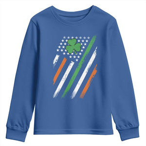 Funny Irish American Flag Shamrock Youth Sweatshirt TS11 Royal Blue Print Your Wear