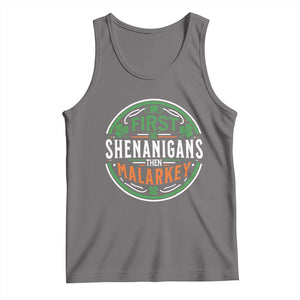 Funny First Shenanigans Then Malarkey Tank Top Irish Shamrock St Patrick's Day TS11 Deep Heather Print Your Wear
