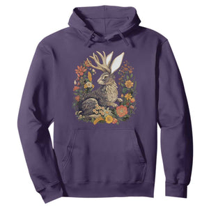 Funny Easter Day Jackalope Rabbit Vintage Flowers Cottagecore Hoodie TS11 Purple Print Your Wear