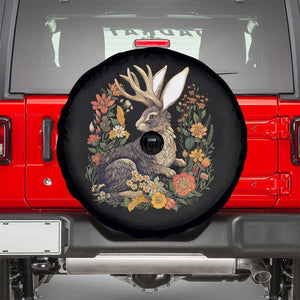 Funny Easter Day Jackalope Rabbit Vintage Flowers Cottagecore Spare Tire Cover TS11 Black Print Your Wear