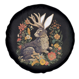 Funny Easter Day Jackalope Rabbit Vintage Flowers Cottagecore Spare Tire Cover TS11 Print Your Wear