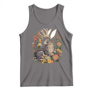 Funny Easter Day Jackalope Rabbit Vintage Flowers Cottagecore Tank Top TS11 Deep Heather Print Your Wear