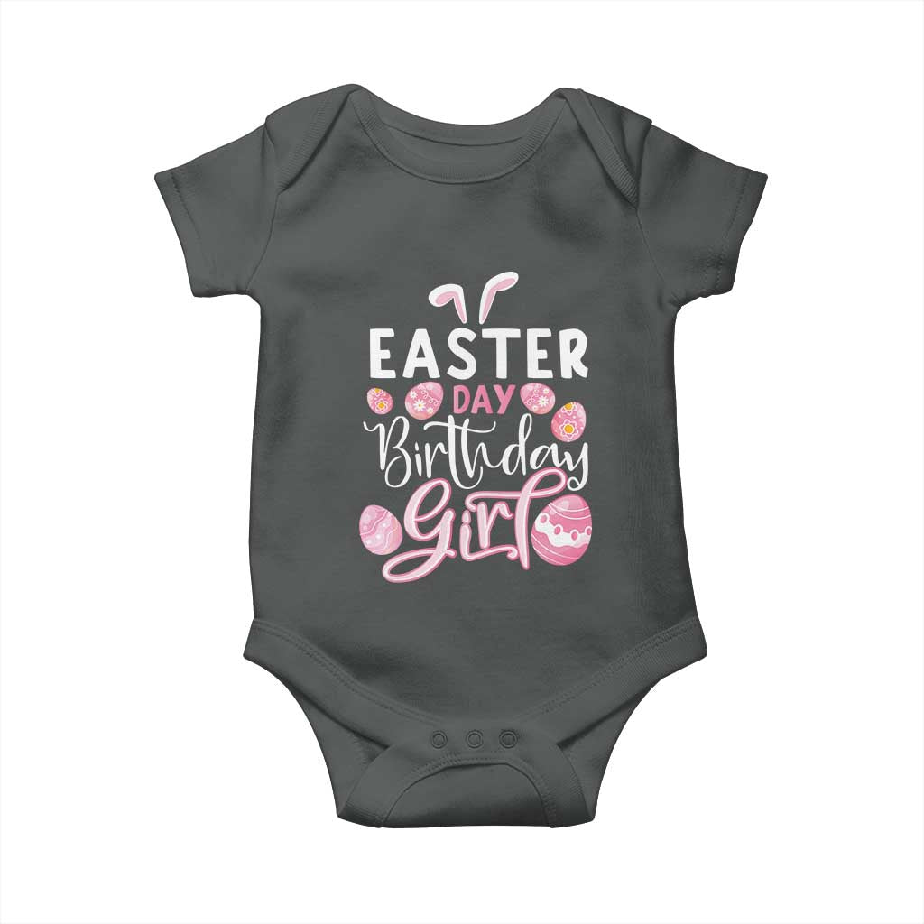 Funny Easter Day Birthday Girl Baby Onesie Born On Easter Day Eggs TS11 Dark Heather Print Your Wear