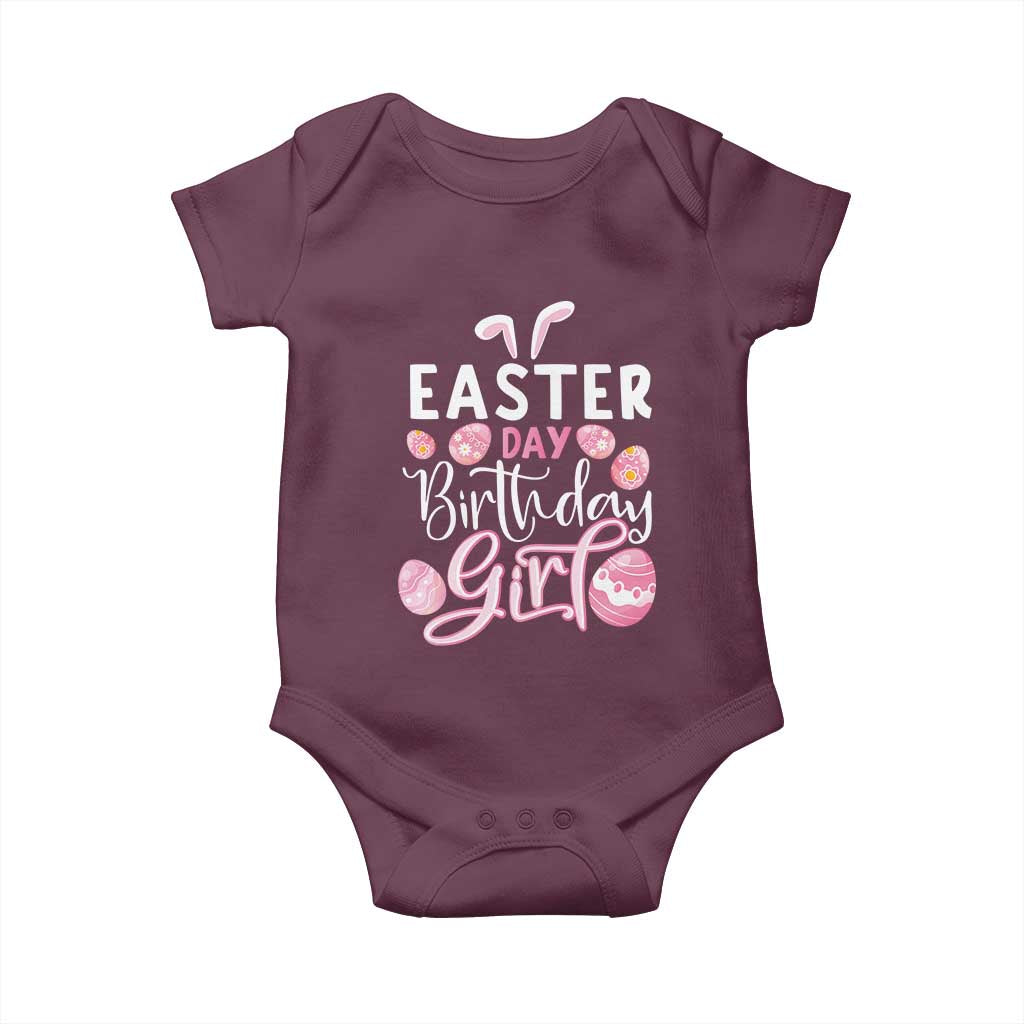 Funny Easter Day Birthday Girl Baby Onesie Born On Easter Day Eggs TS11 Maroon Print Your Wear