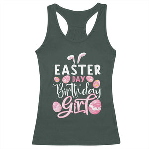 Funny Easter Day Birthday Girl Racerback Tank Top Born On Easter Day Eggs TS11 Dark Forest Green Print Your Wear
