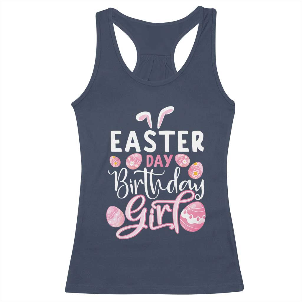 Funny Easter Day Birthday Girl Racerback Tank Top Born On Easter Day Eggs TS11 Navy Print Your Wear