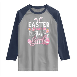 Funny Easter Day Birthday Girl Raglan Shirt Born On Easter Day Eggs TS11 Sport Gray Navy Print Your Wear