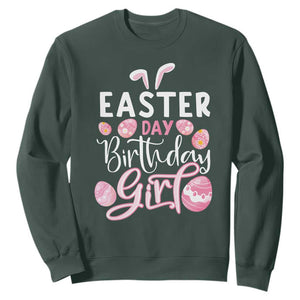 Funny Easter Day Birthday Girl Sweatshirt Born On Easter Day Eggs TS11 Dark Forest Green Print Your Wear