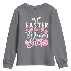 Funny Easter Day Birthday Girl Youth Sweatshirt Born On Easter Day Eggs TS11 Charcoal Print Your Wear
