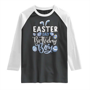 Funny Easter Day Birthday Boy Raglan Shirt Born On Easter Day Eggs TS11 Black White Print Your Wear