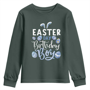 Funny Easter Day Birthday Boy Youth Sweatshirt Born On Easter Day Eggs TS11 Dark Forest Green Print Your Wear