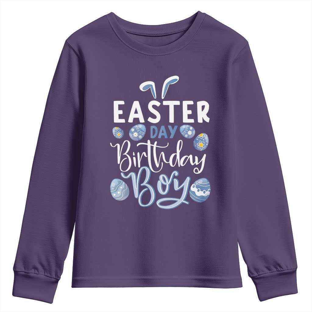 Funny Easter Day Birthday Boy Youth Sweatshirt Born On Easter Day Eggs TS11 Purple Print Your Wear