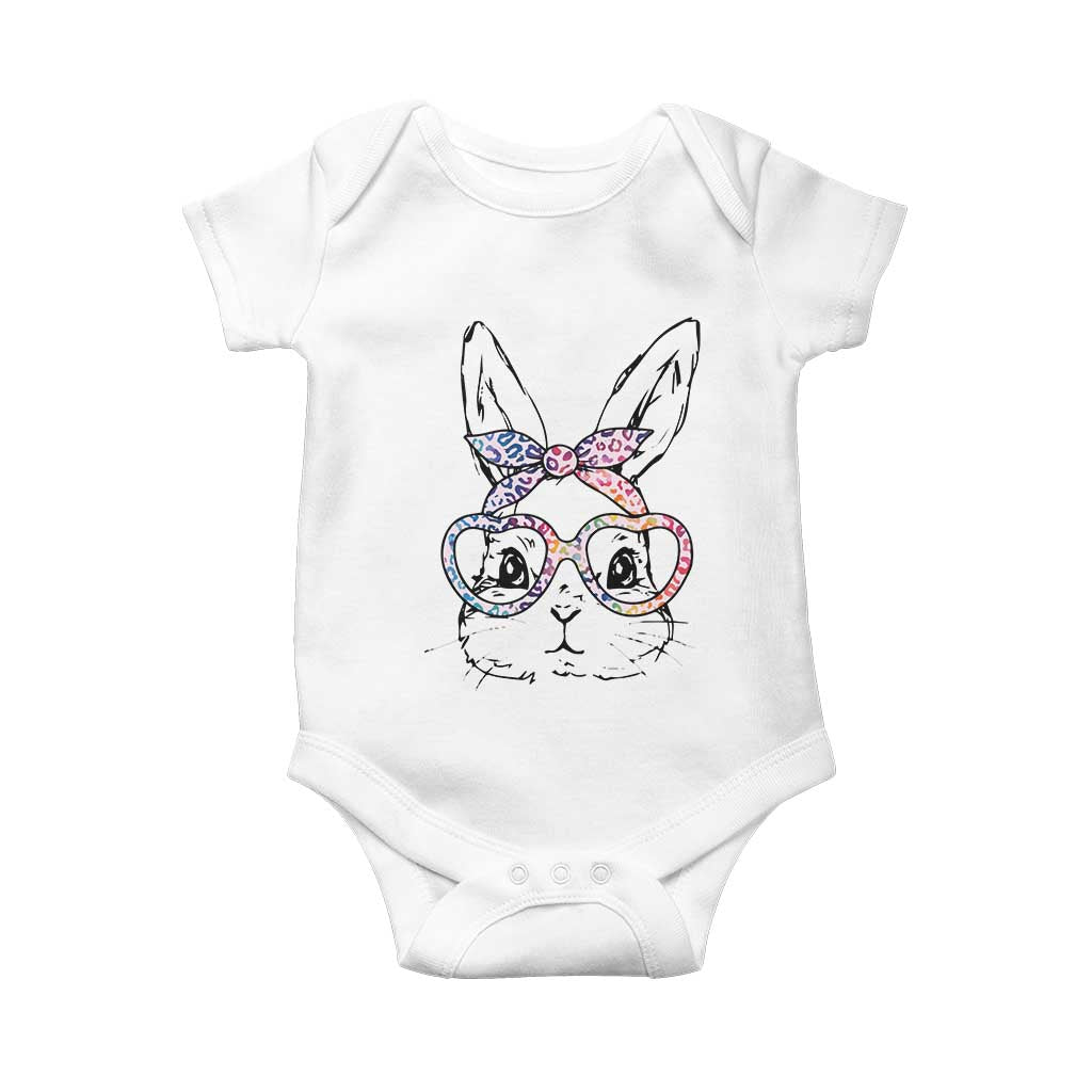 Easter Day Bunny Rabbit Face Tie Dye Glasses Baby Onesie TS11 White Print Your Wear