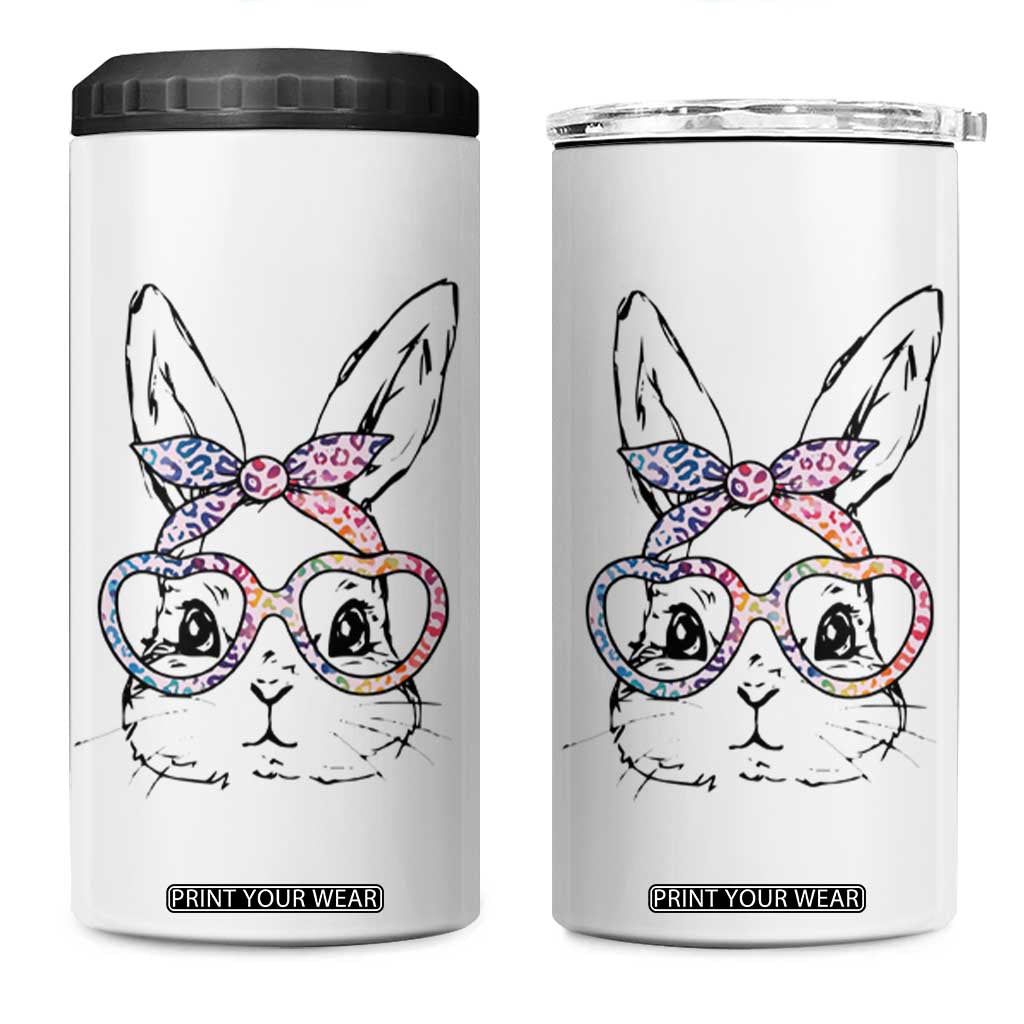 Easter Day Bunny Rabbit Face Tie Dye Glasses 4 in 1 Can Cooler Tumbler TS11 One Size: 16 oz White Print Your Wear