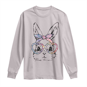 Easter Day Bunny Rabbit Face Tie Dye Glasses Long Sleeve Shirt TS11 Ice Gray Print Your Wear