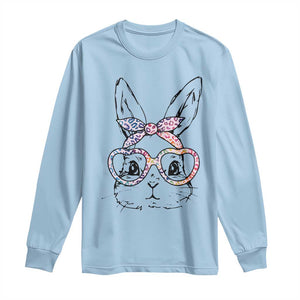 Easter Day Bunny Rabbit Face Tie Dye Glasses Long Sleeve Shirt TS11 Light Blue Print Your Wear