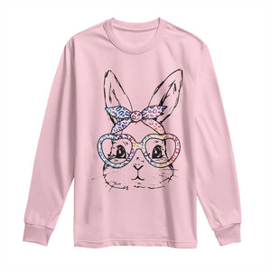Easter Day Bunny Rabbit Face Tie Dye Glasses Long Sleeve Shirt TS11 Light Pink Print Your Wear